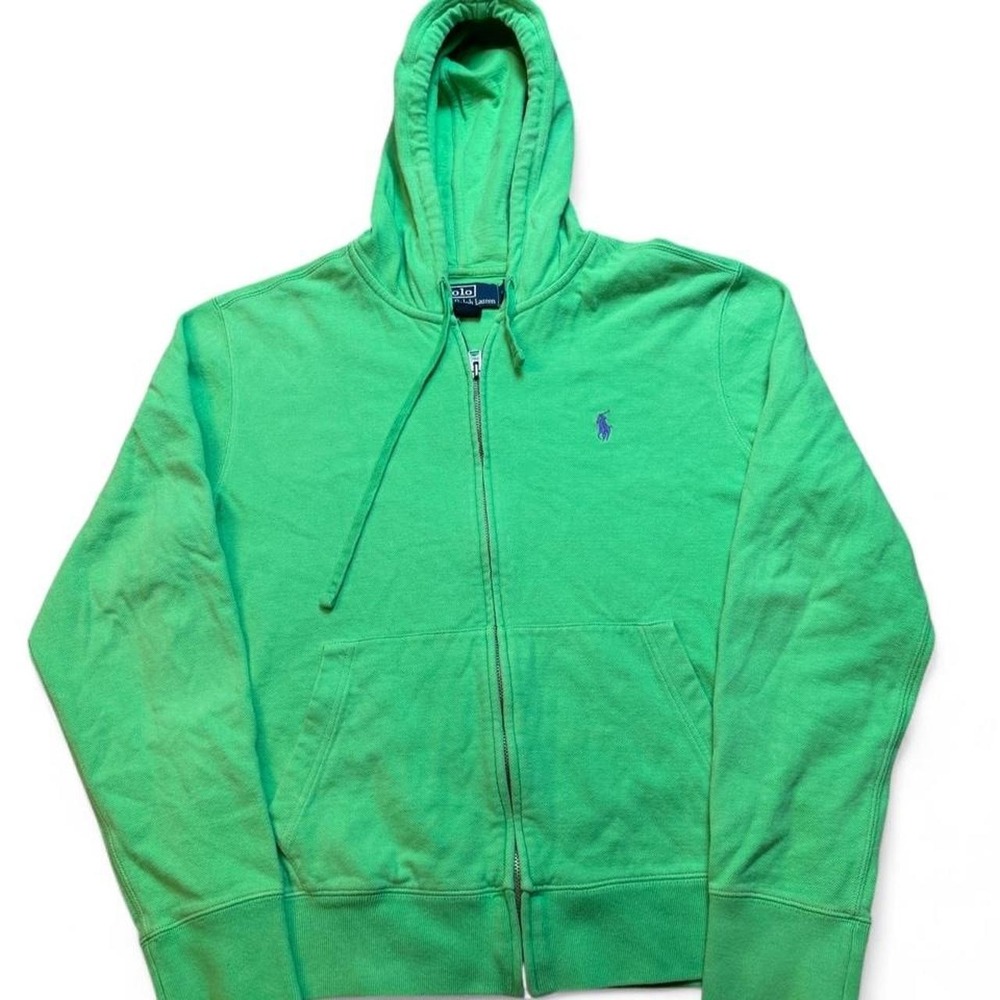 Vintage Polo Ralph Lauren green casual preppy full zip hoodie size small